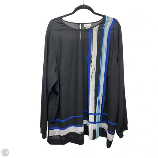 Top Long Sleeve By Liz Claiborne In Black, Size: 2x