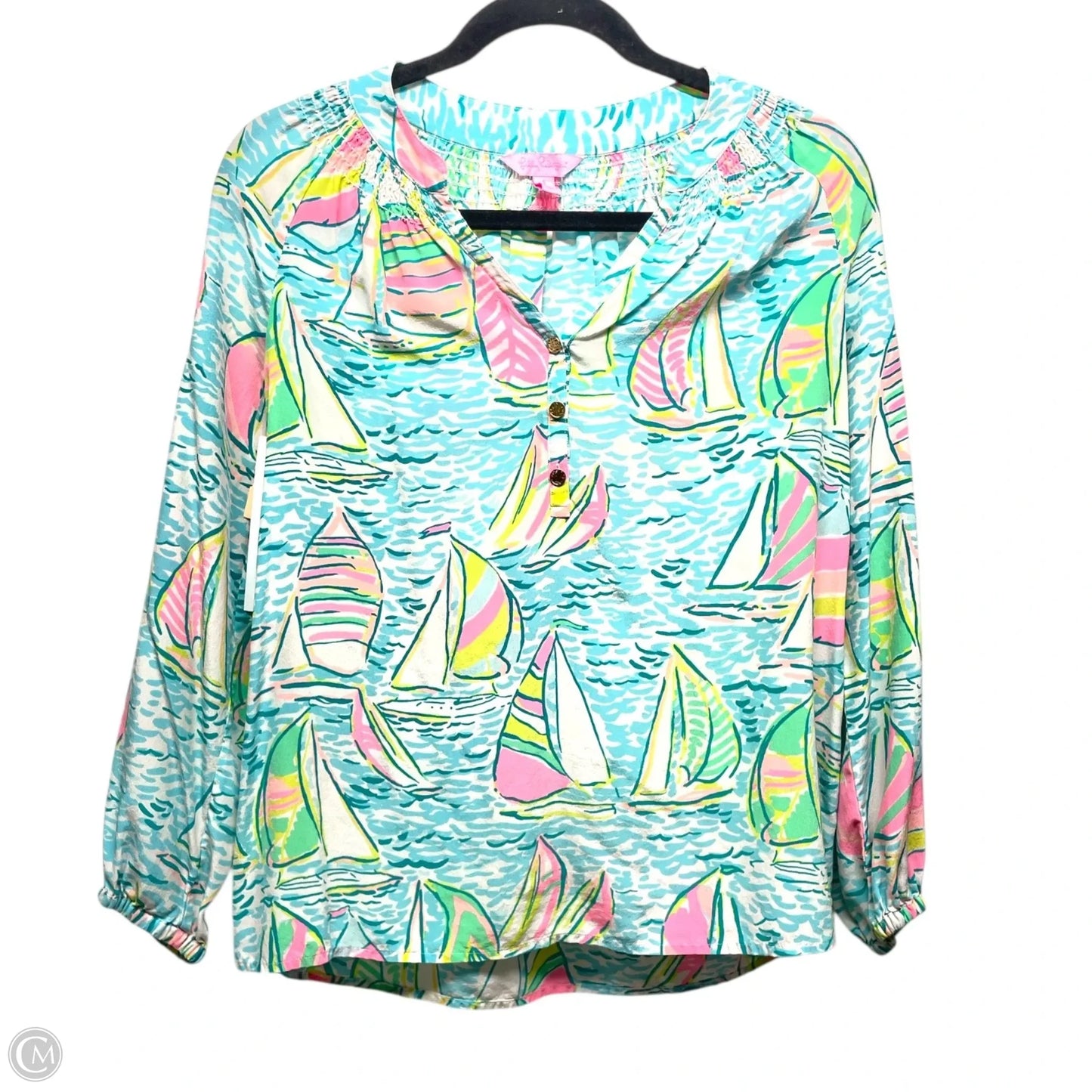 Blouse Designer By Lilly Pulitzer In Aqua, Size: S