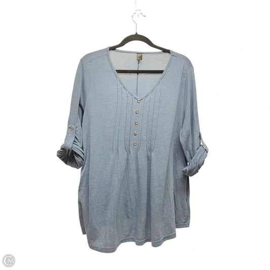 Top 3/4 Sleeve By Emery Rose In Blue, Size: 2x
