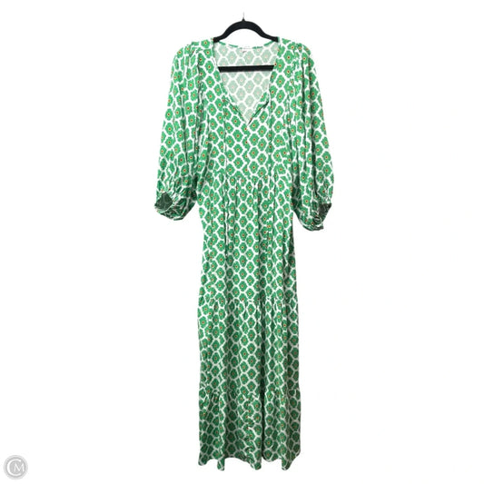 Dress Casual Midi By Clothes Mentor In Green & White, Size: M