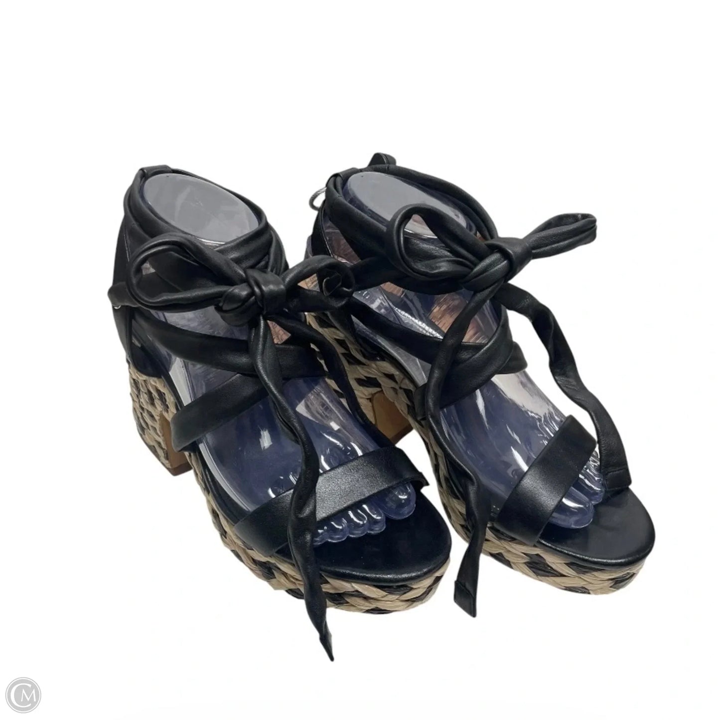 Sandals Heels Block By Vince Camuto In Black & Tan, Size: 7