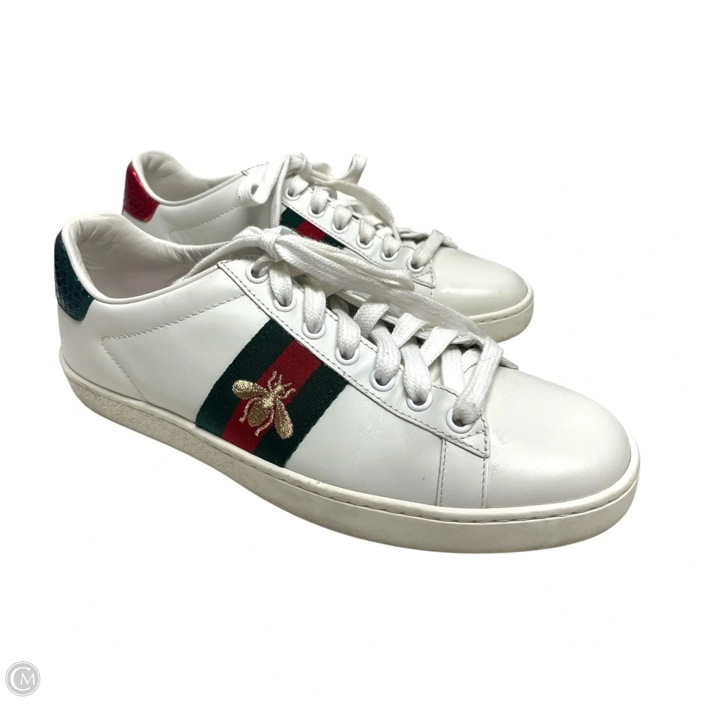 Shoes Luxury Designer By Gucci In White, Size: 6.5
