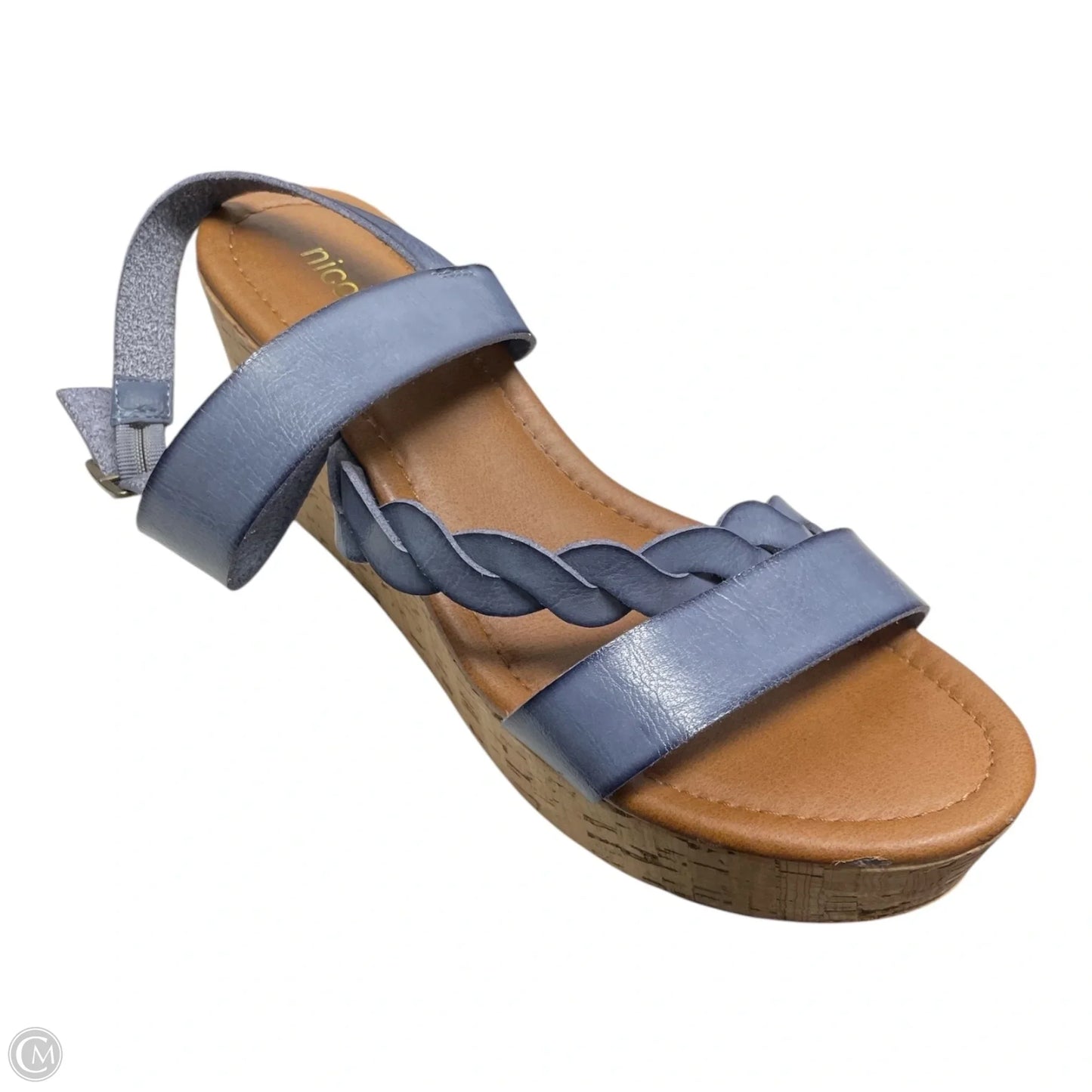 Sandals Heels Wedge By Nicole In Blue, Size: 8