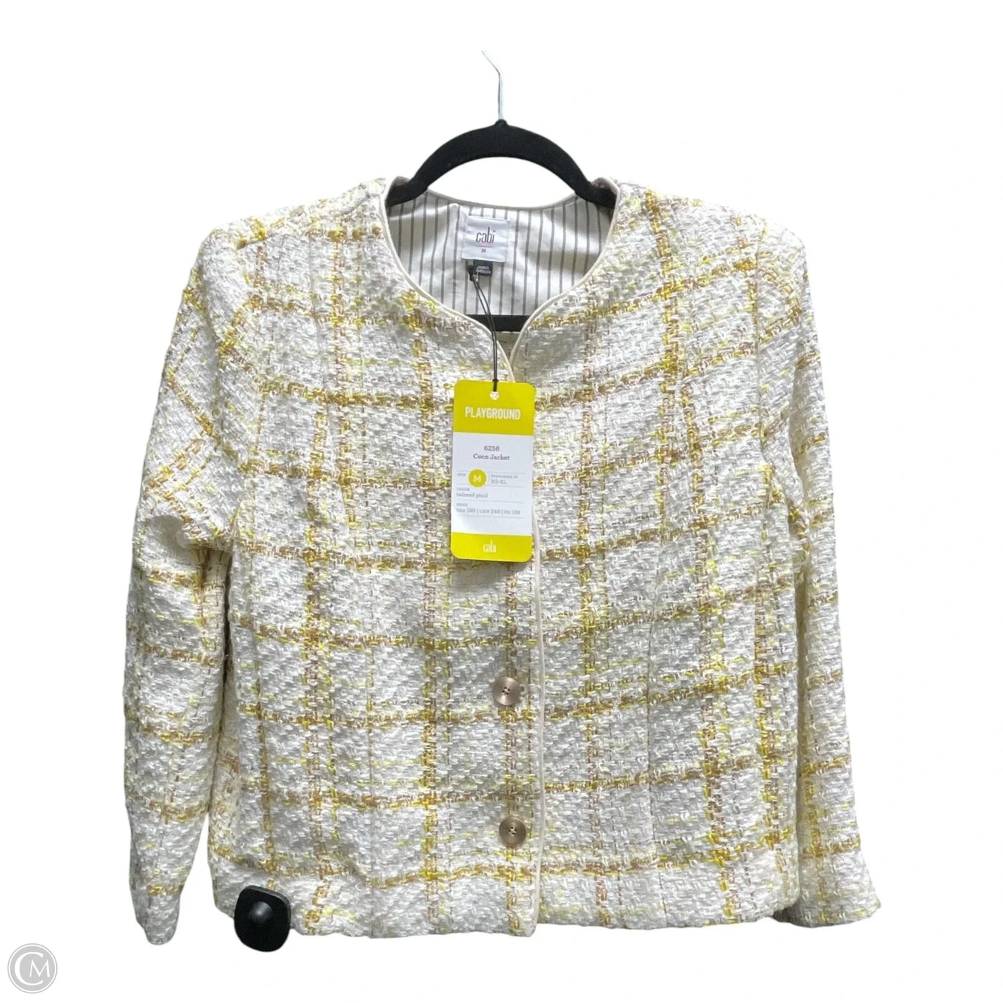 Blazer By Cabi In Cream & Yellow, Size: M