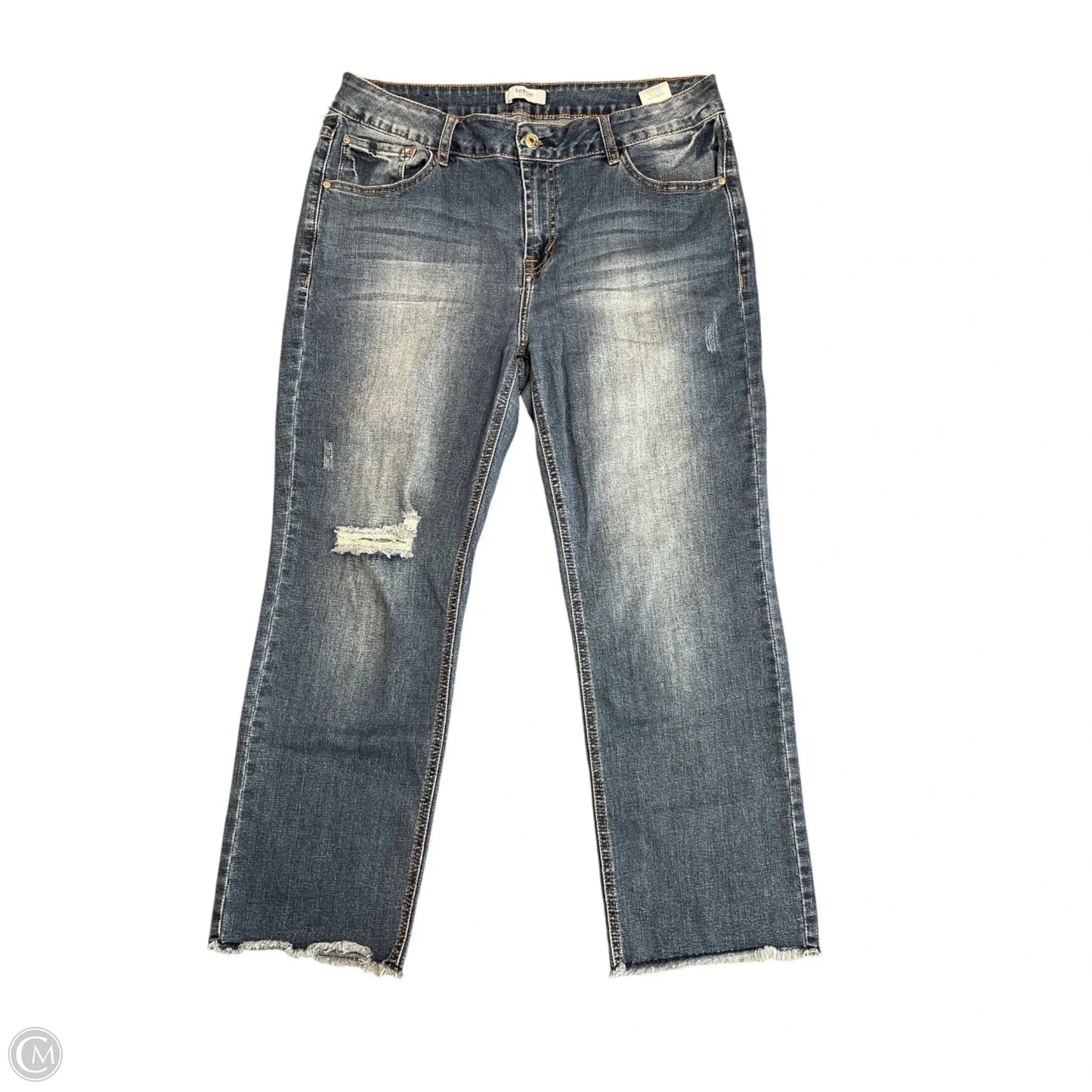 Jeans Cropped By Kensie In Blue Denim, Size: 12