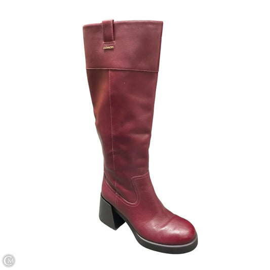 Boots Designer By Coach In Maroon, Size: 8
