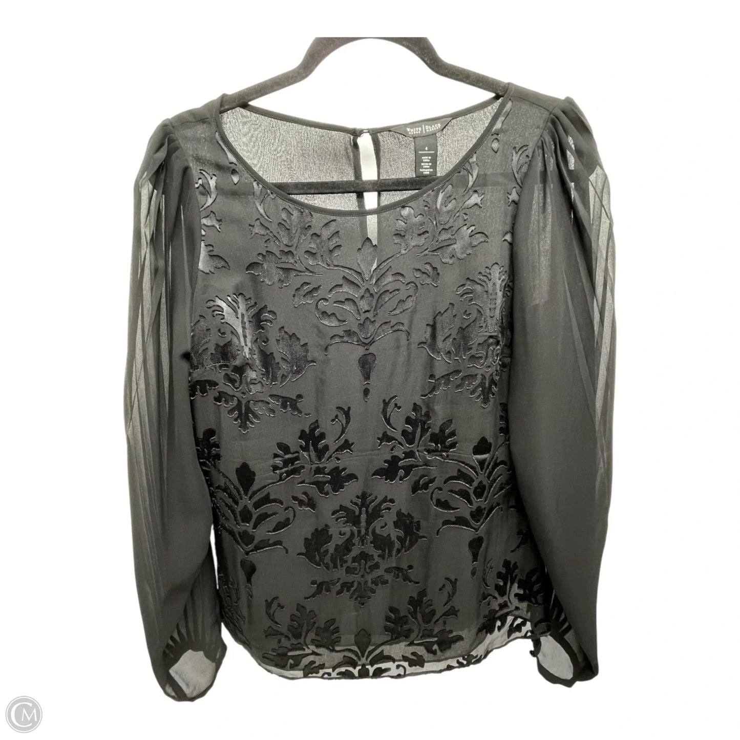 Top Long Sleeve By White House Black Market In Black, Size: 4
