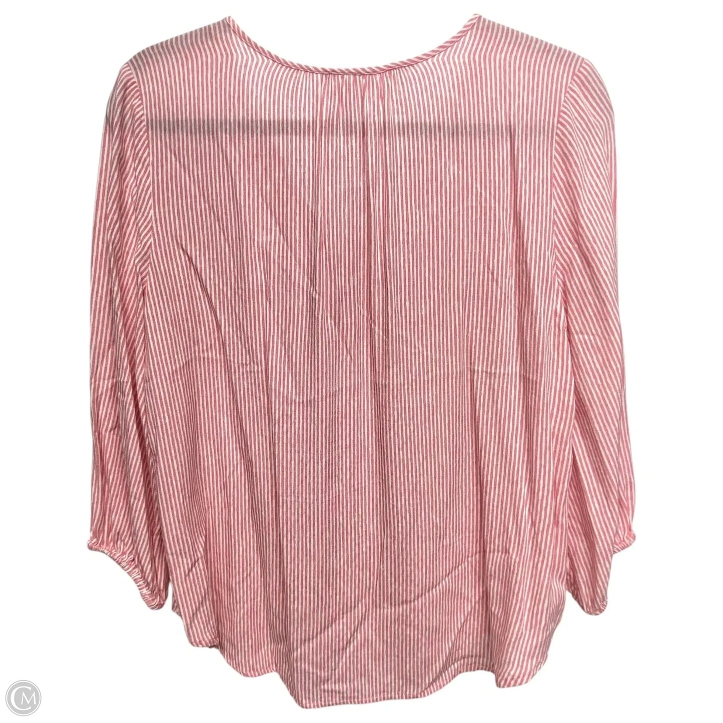 Top Long Sleeve By Liz Claiborne In Pink & White, Size: S