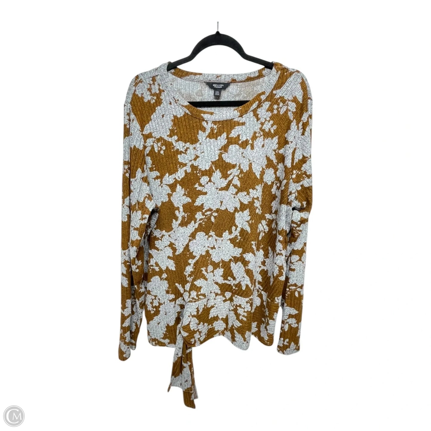 Top Long Sleeve By Simply Vera In Brown & Grey, Size: Xxl