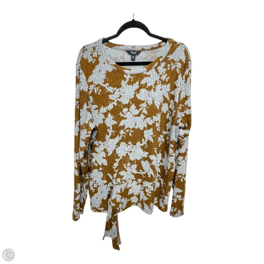 Top Long Sleeve By Simply Vera In Brown & Grey, Size: Xxl