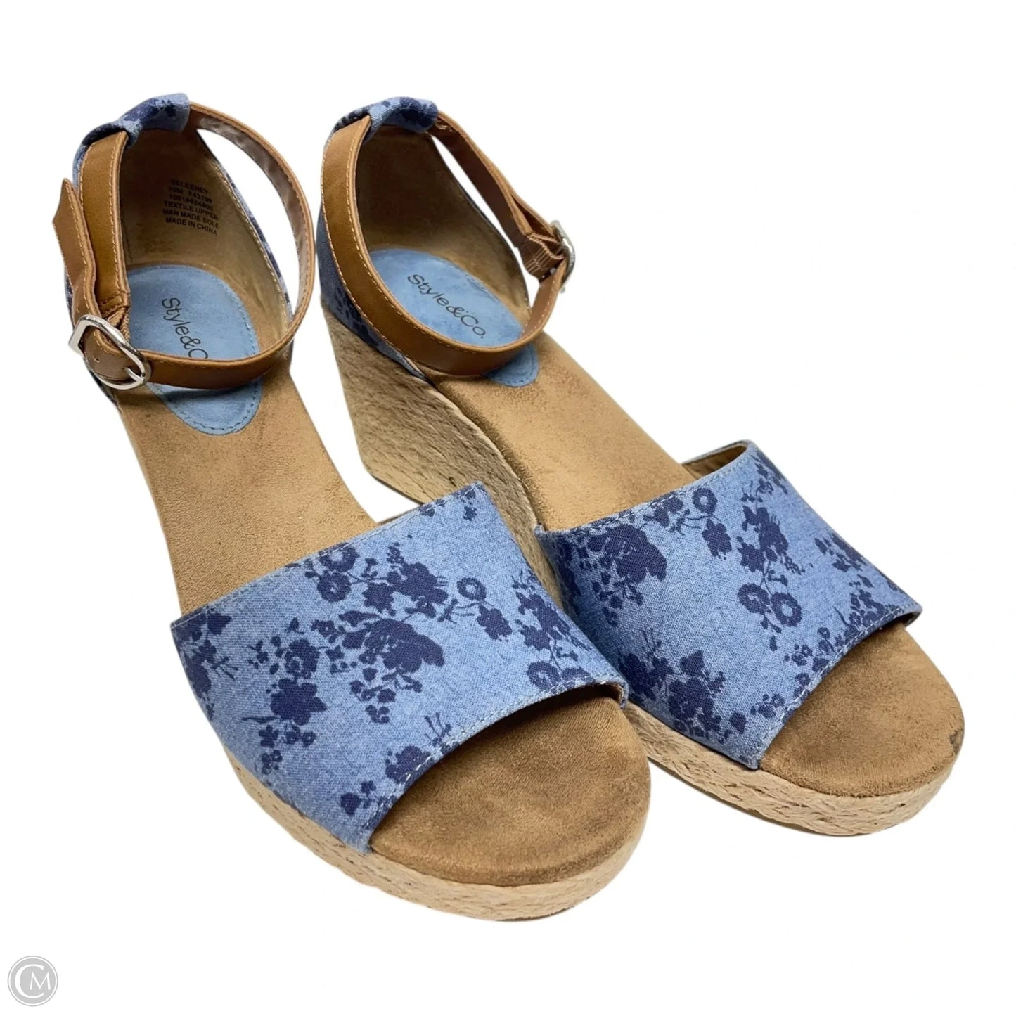Sandals Heels Wedge By Style And Company In Blue, Size: 10