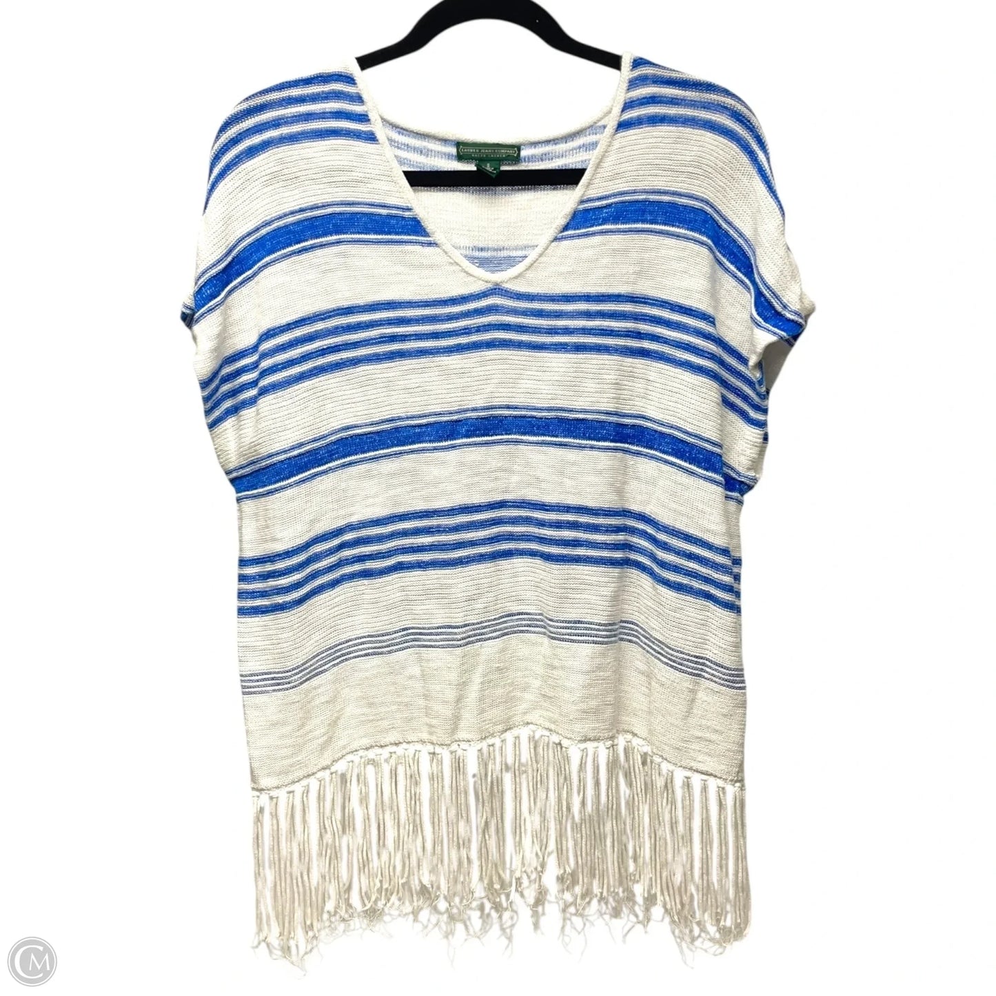 Sweater Short Sleeve By Lauren By Ralph Lauren In Blue & White, Size: S