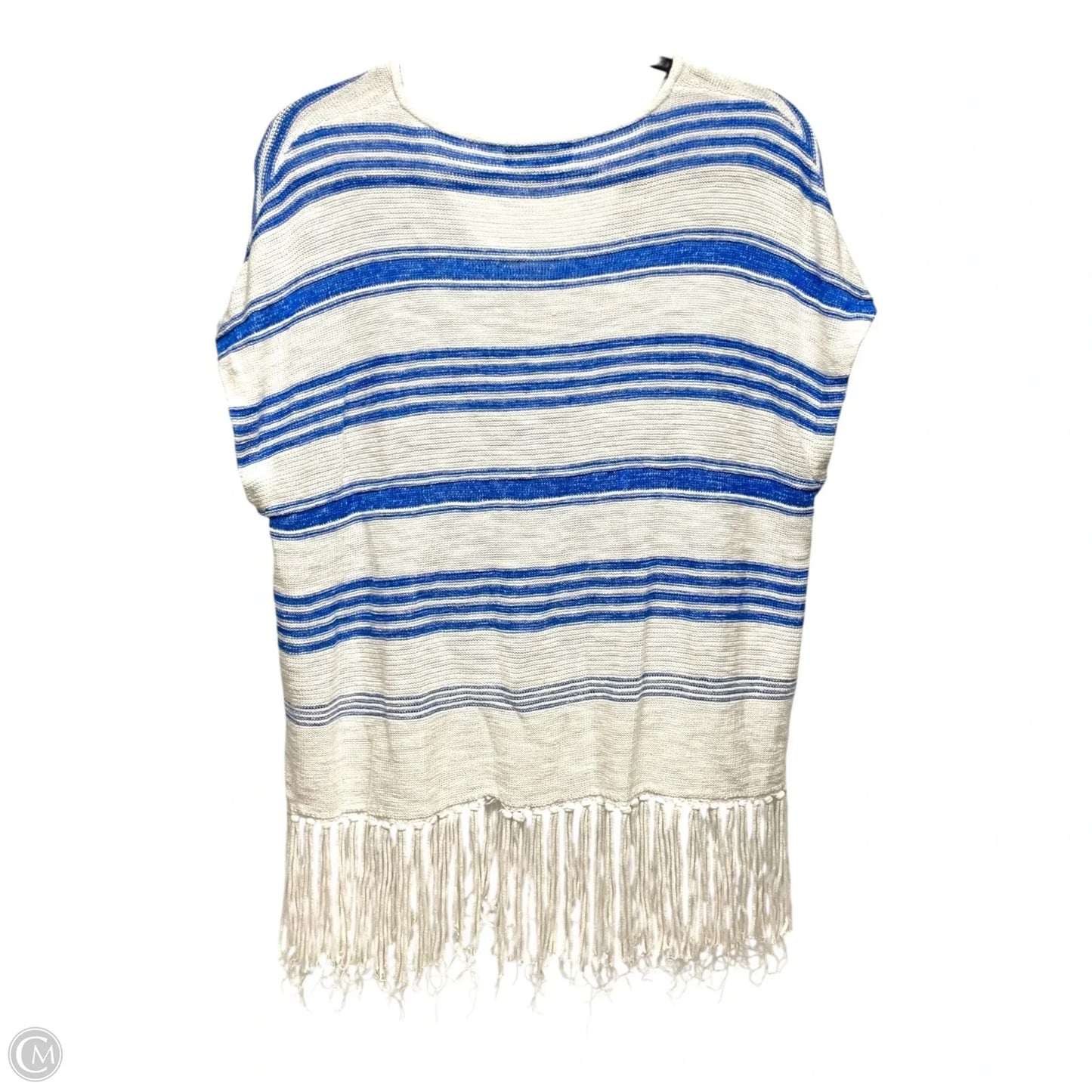 Sweater Short Sleeve By Lauren By Ralph Lauren In Blue & White, Size: S