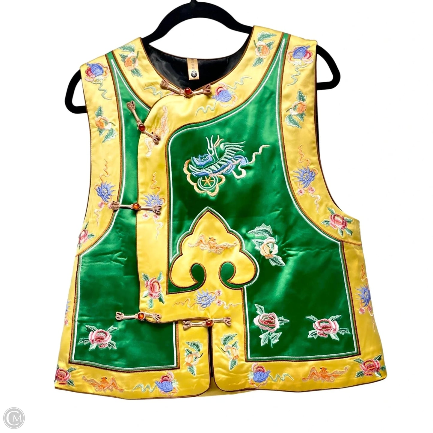 Vest by CLOTHES MENTOR  In Green & Yellow, Size: XL