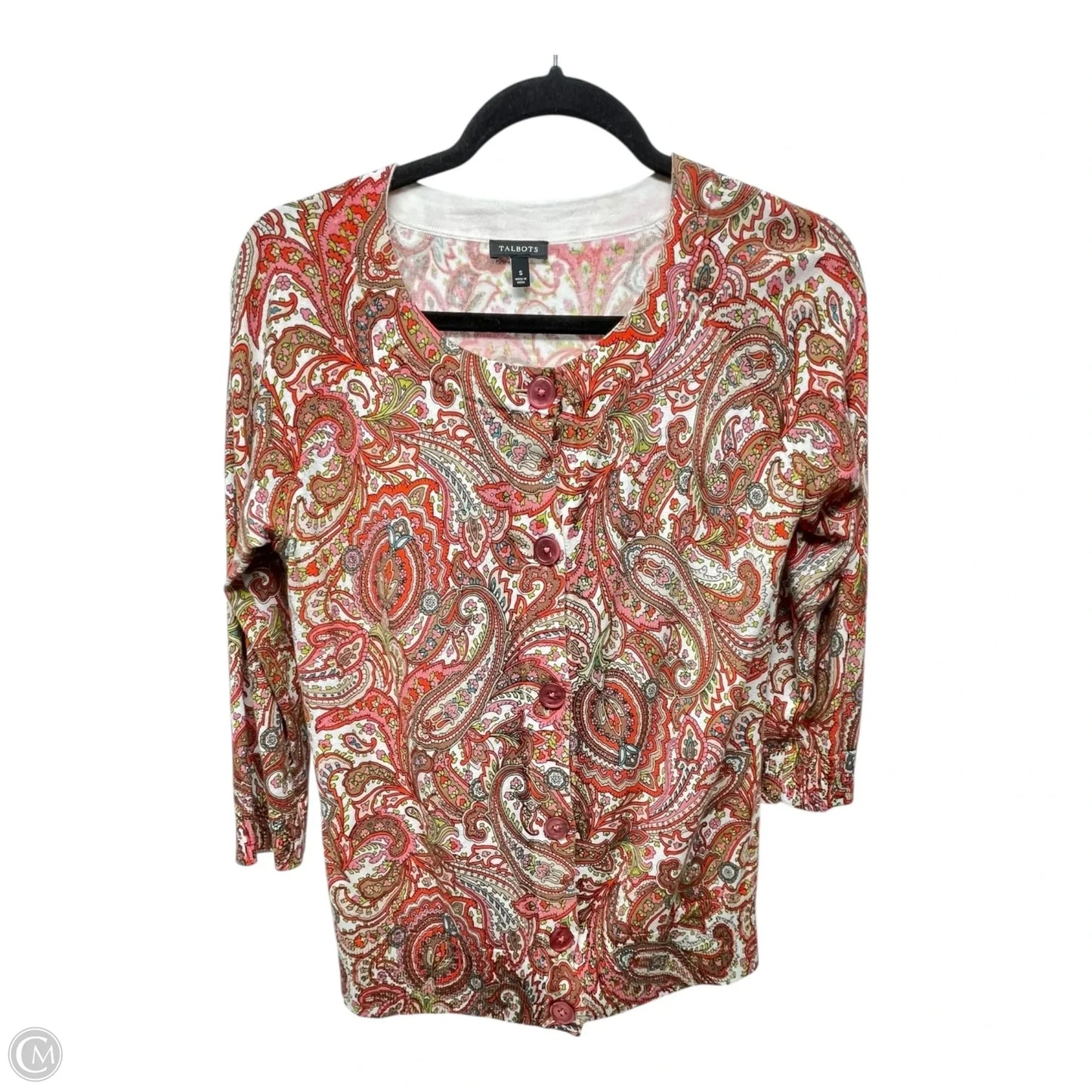 Cardigan By Talbots In Paisley Print, Size: S