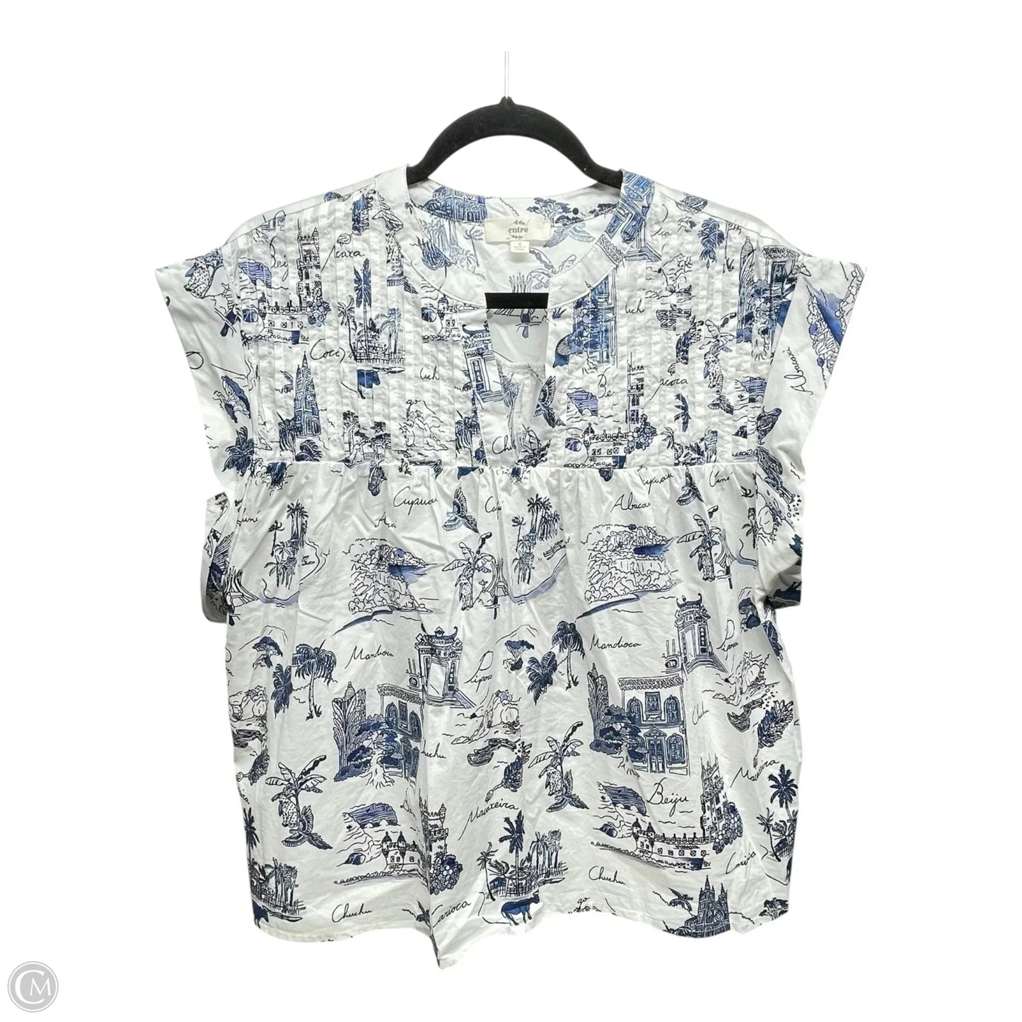 Top Short Sleeve By Entro In Blue & White, Size: S