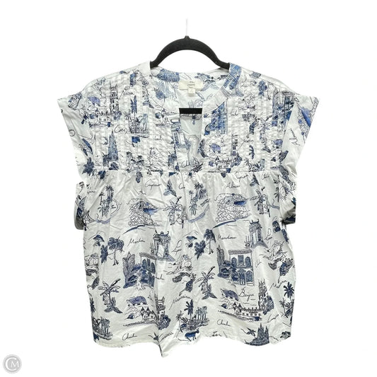 Top Short Sleeve By Entro In Blue & White, Size: S
