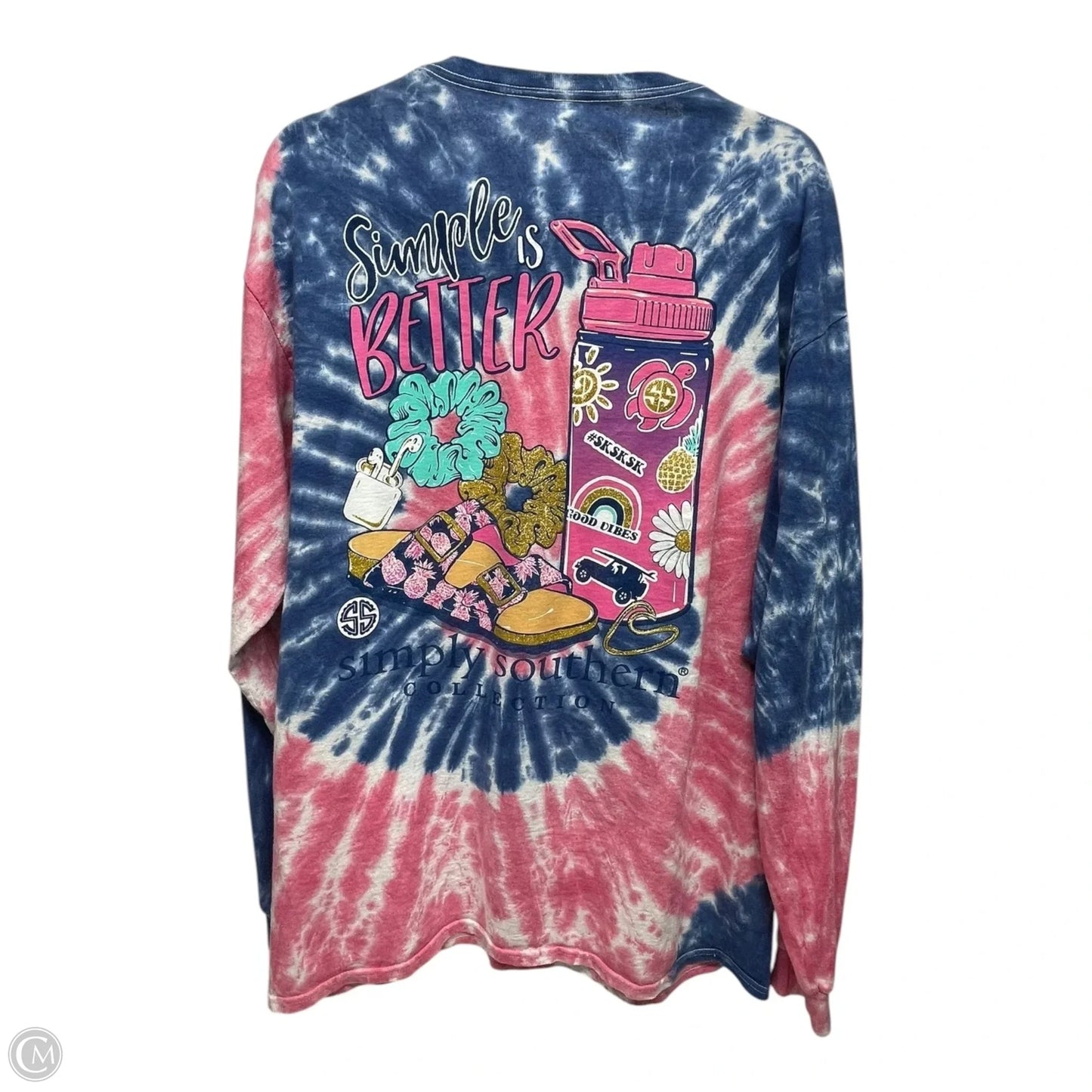 Top Long Sleeve By Simply Southern In Tie Dye Print, Size: Xl