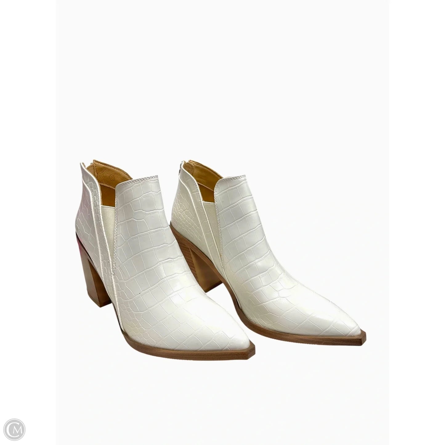 Boots Ankle Heels By Clothes Mentor In White, Size: 10