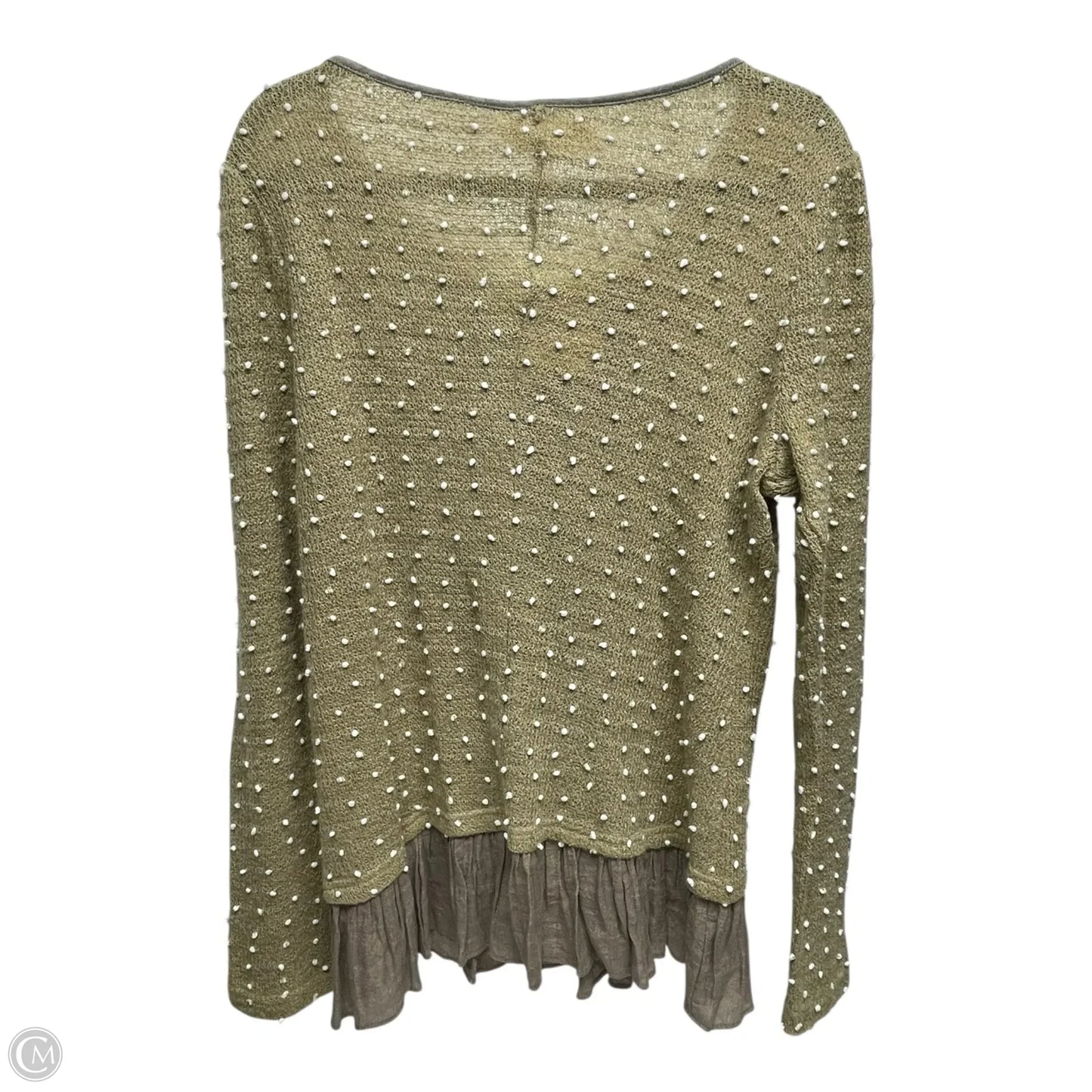 Sweater Cardigan By Areve In Tan & White, Size: L