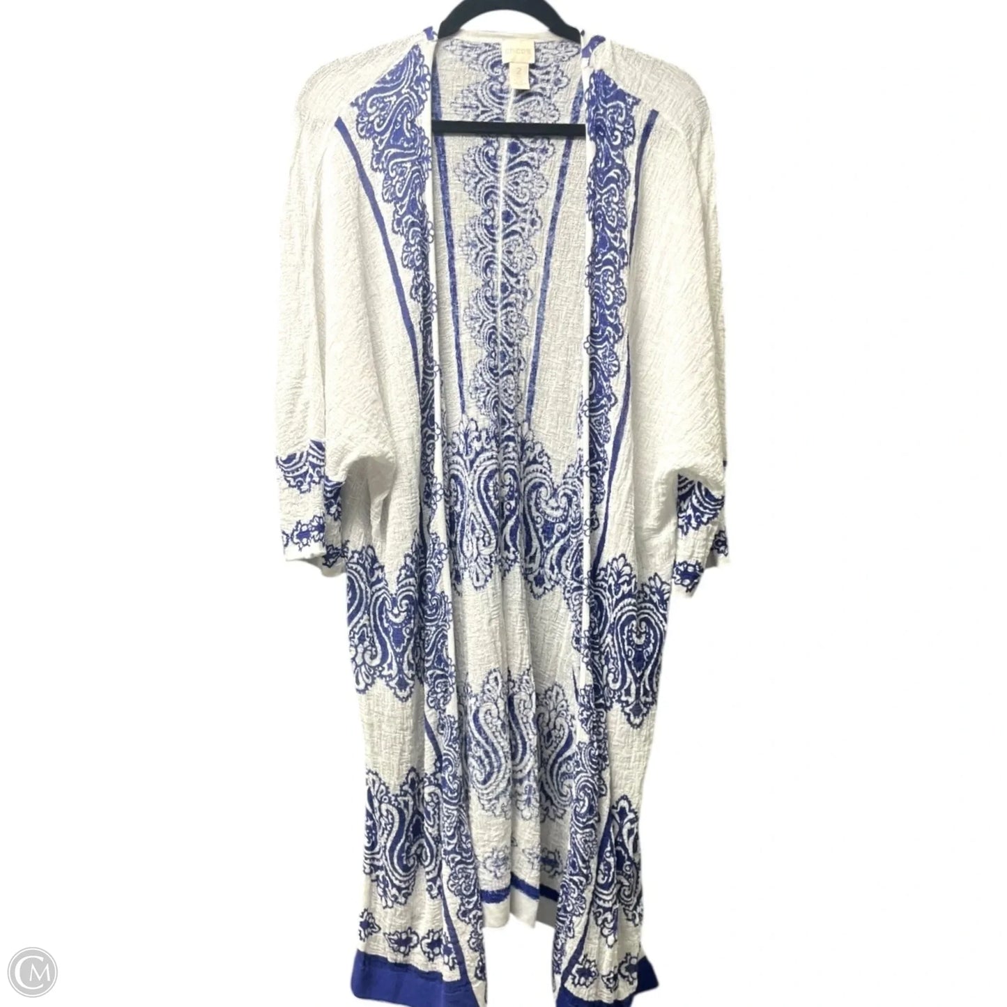 Sweater Cardigan By Chicos In Black & White, Size: L