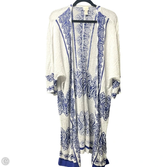 Sweater Cardigan By Chicos In Black & White, Size: L