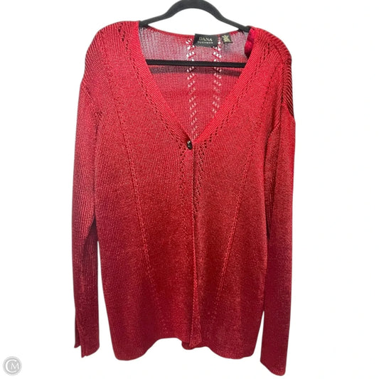 Sweater Cardigan By Dana Buchman In Red, Size: Xl