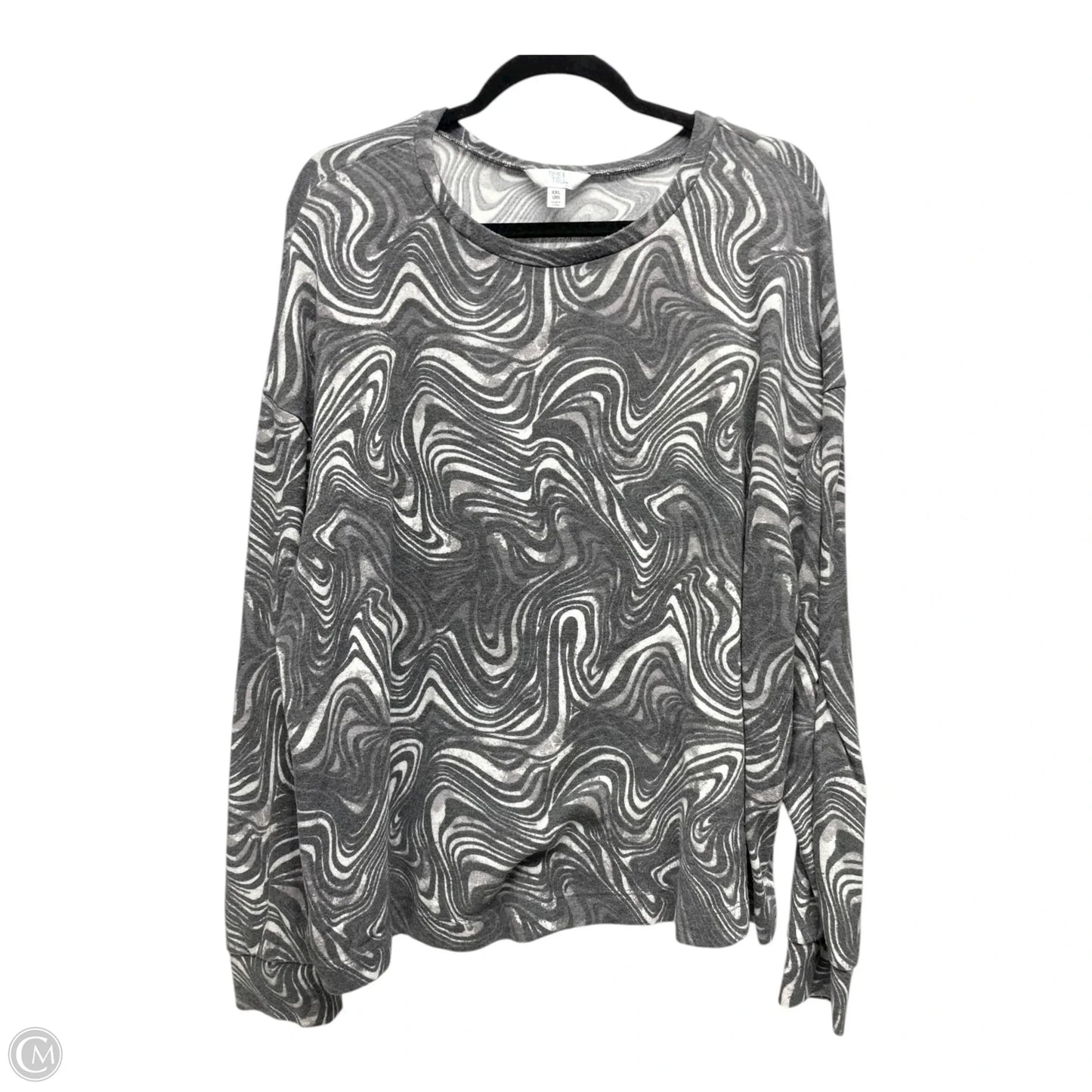 Top Long Sleeve By Time And Tru In Grey & White, Size: 2x