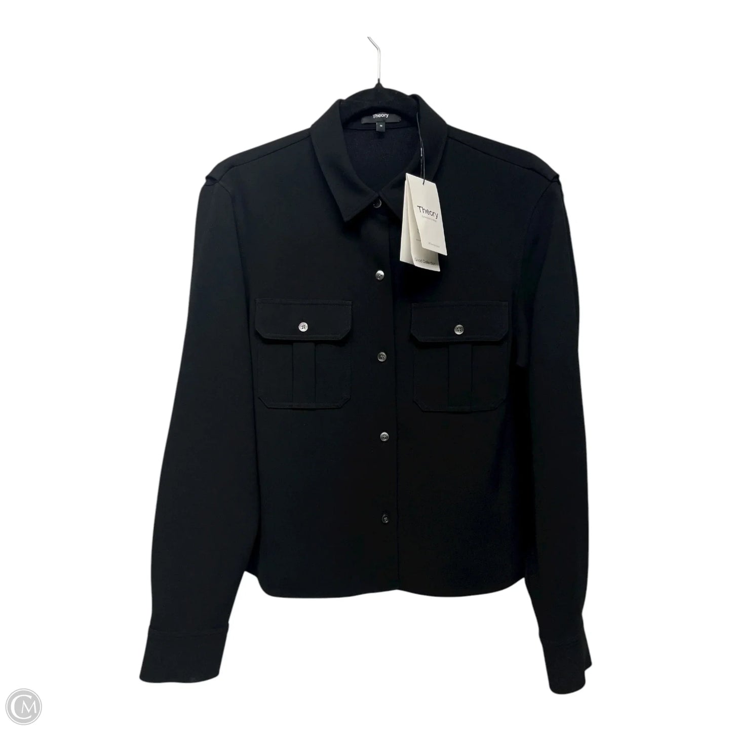 Top Long Sleeve By Theory In Black, Size: M