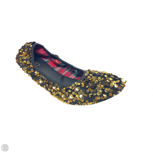 Shoes Flats By Cato In Black & Gold, Size: 11