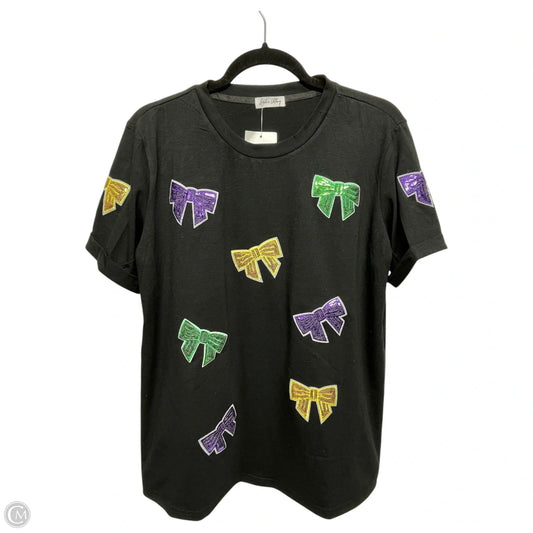 Top Short Sleeve By ADELINE CLOTHING In Black, Size: L