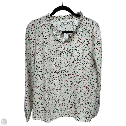 Top Long Sleeve By Loft In Polkadot Pattern, Size: M