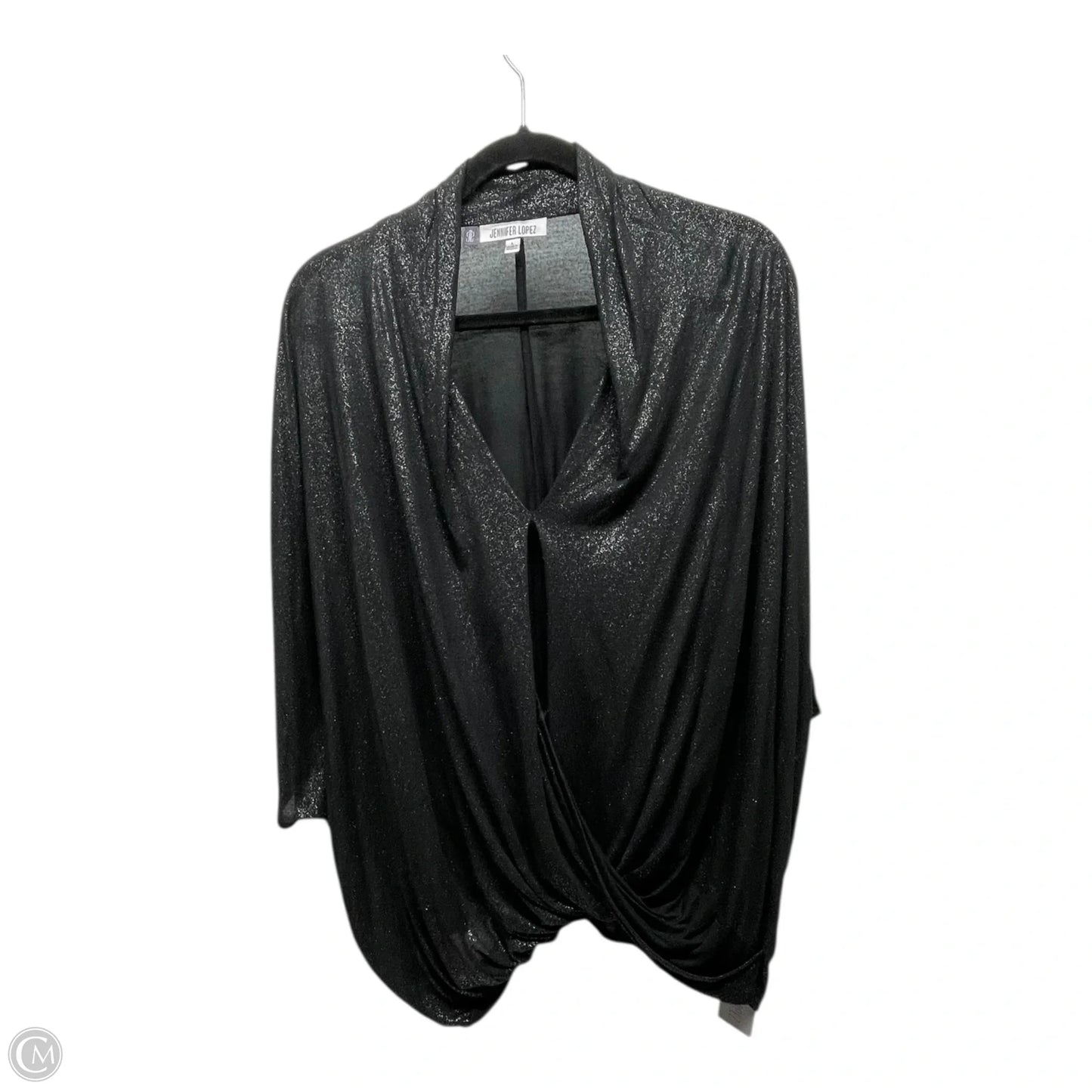 Top Short Sleeve By Jennifer Lopez In Black & Silver, Size: L