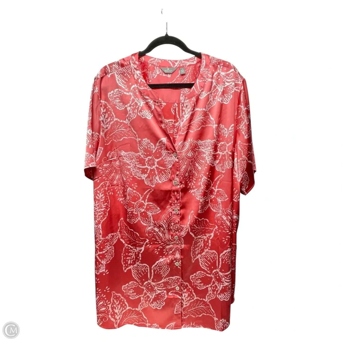 Top Short Sleeve By Breezies In Orange & White, Size: 2x