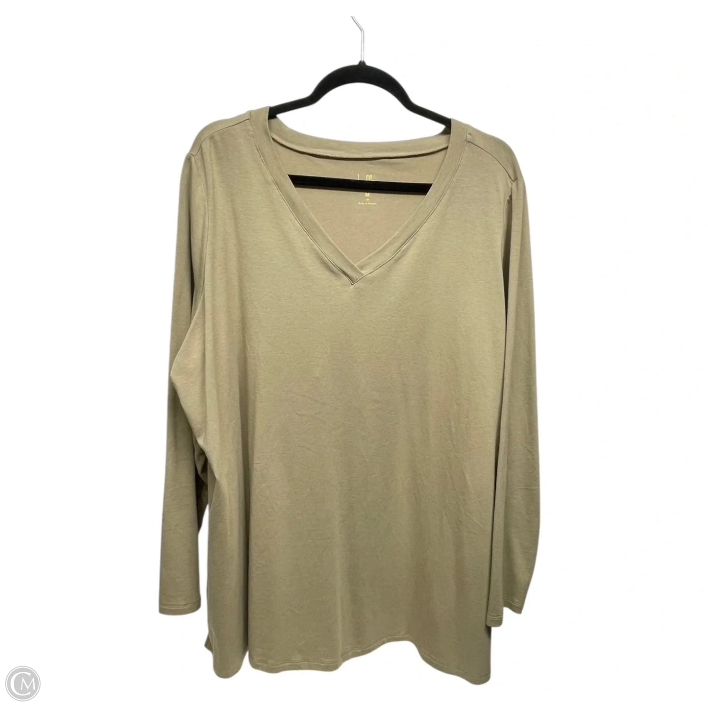Top Long Sleeve By Belle By Kim Gravel In Tan, Size: 2x