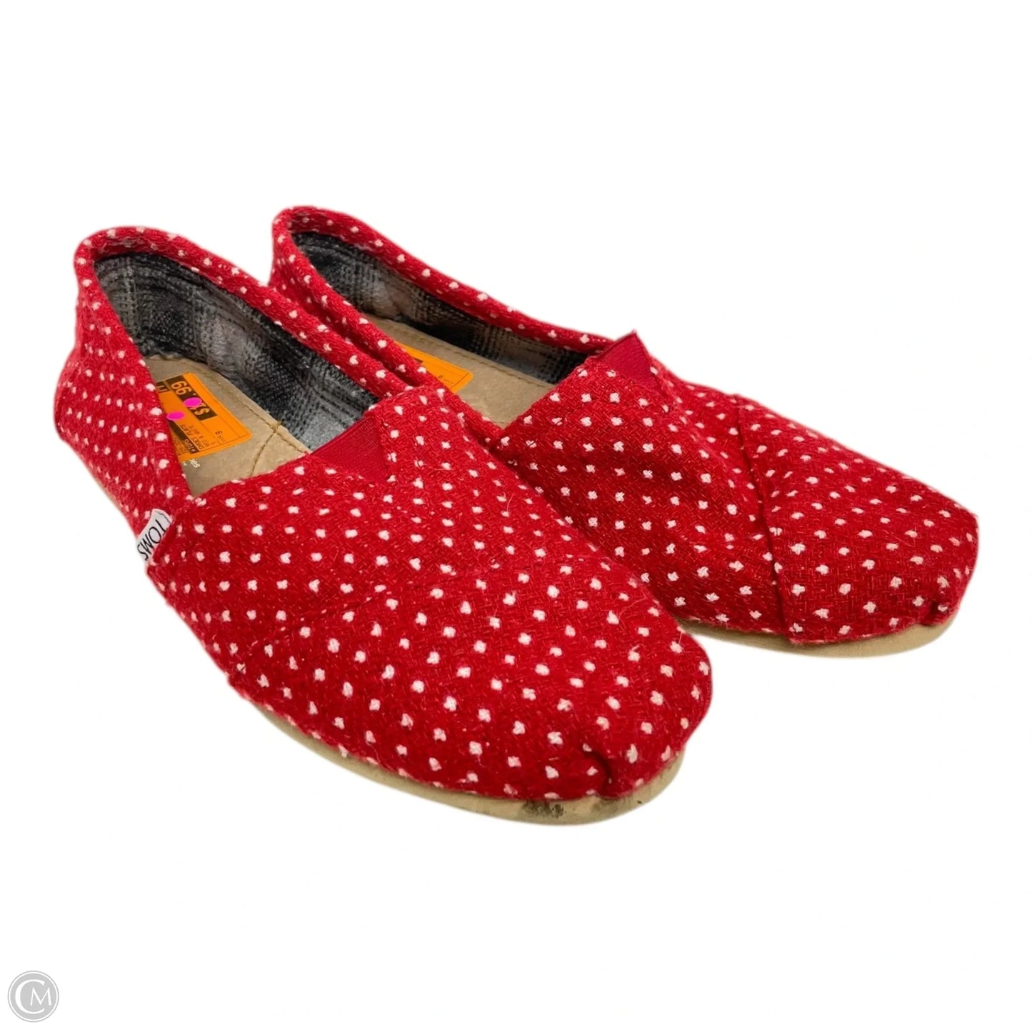 Shoes Flats By Toms In Red & White, Size: 9