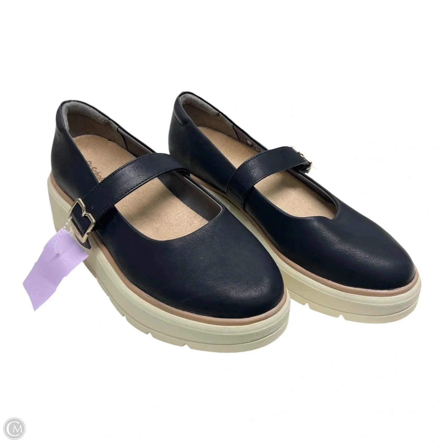 Shoes Heels Platform By Dr Scholls In Black & Cream, Size: 7