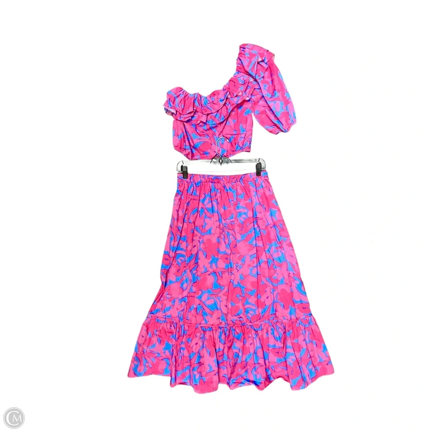 Skirt Set 2pc By Sugar Lips In Blue & Pink, Size: M