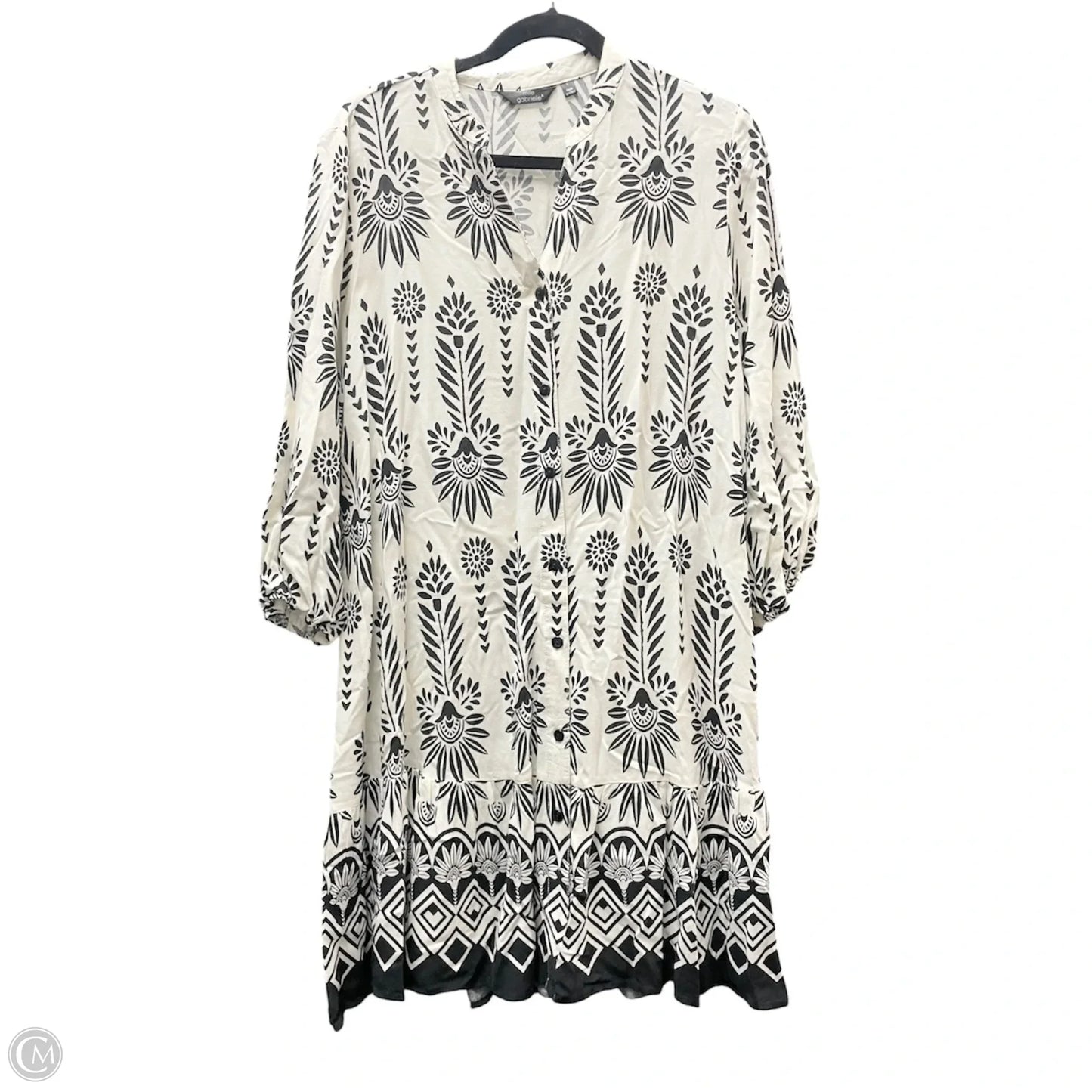 Dress Casual Short By Mlle Gabrielle In Black & Cream, Size: L