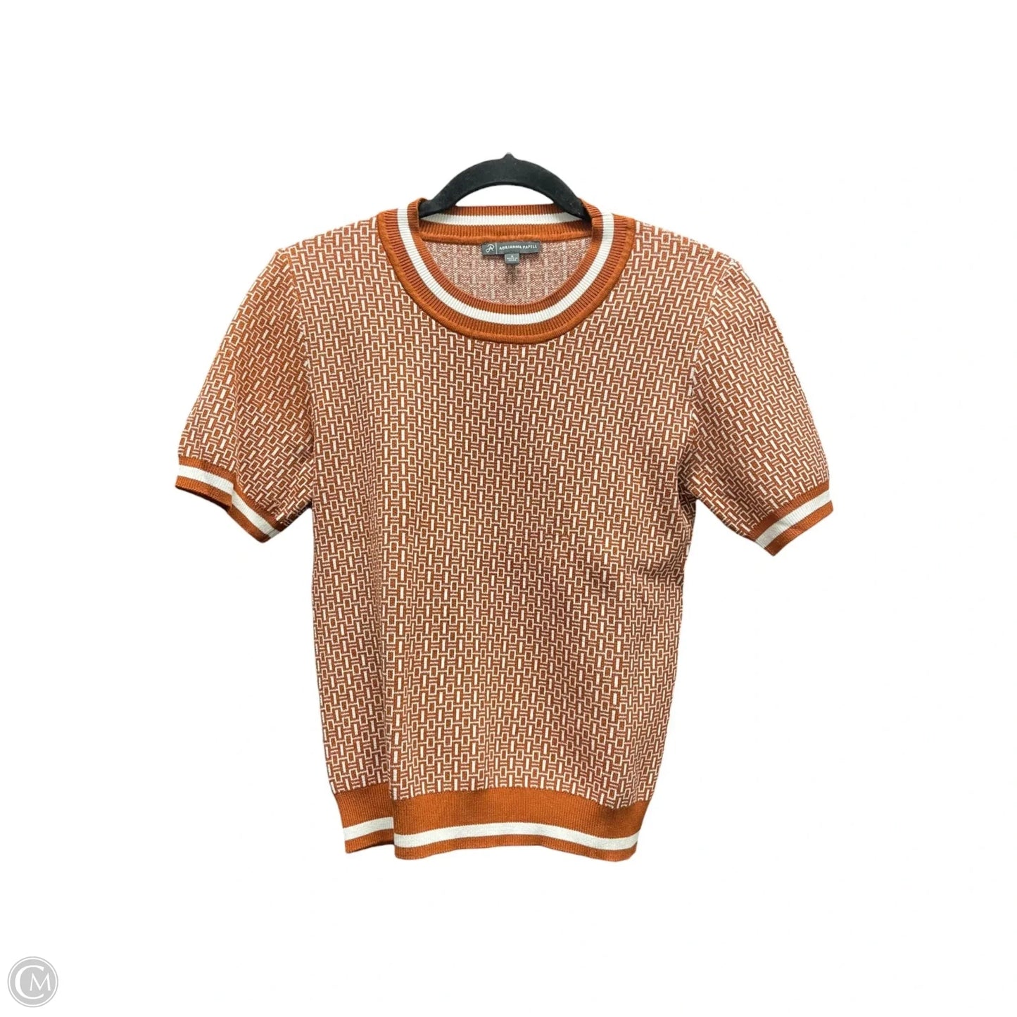 Sweater Short Sleeve By Adrianna Papell In Brown & White, Size: S