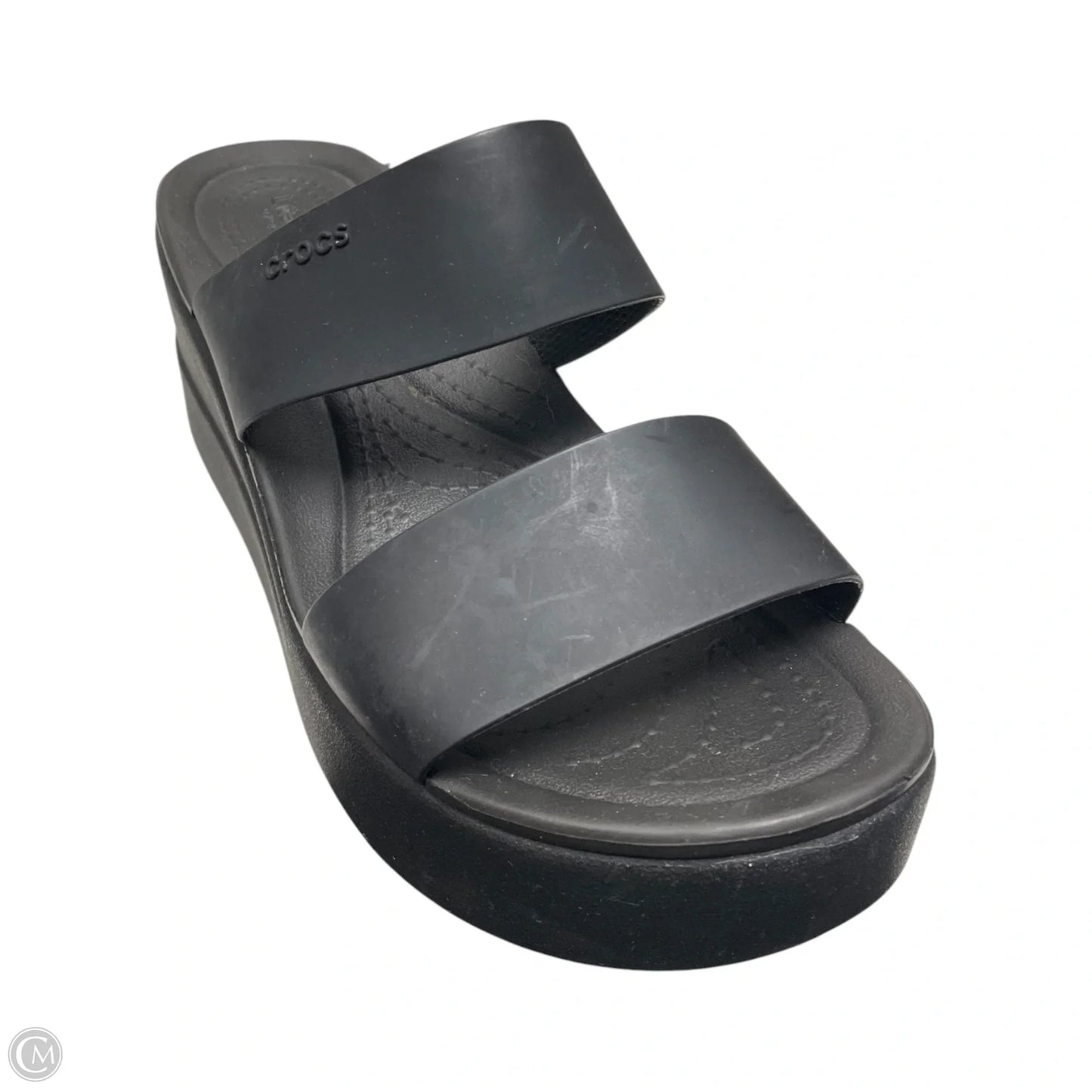 Sandals Heels Platform By Crocs In Black, Size: 6