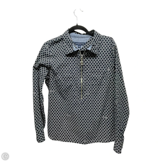 Top Long Sleeve By Tommy Hilfiger In Blue & White, Size: L