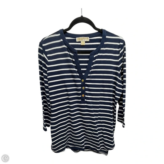 Top 3/4 Sleeve By Michael By Michael Kors In Blue & White, Size: L