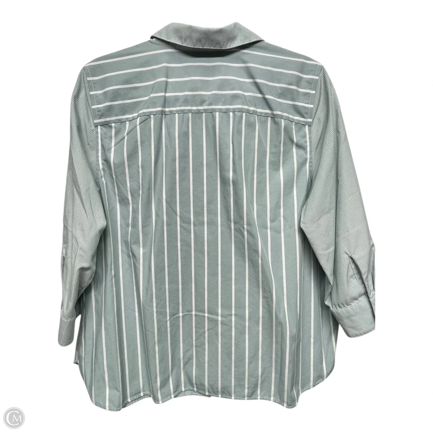 Top 3/4 Sleeve By Chicos In Striped Pattern, Size: L