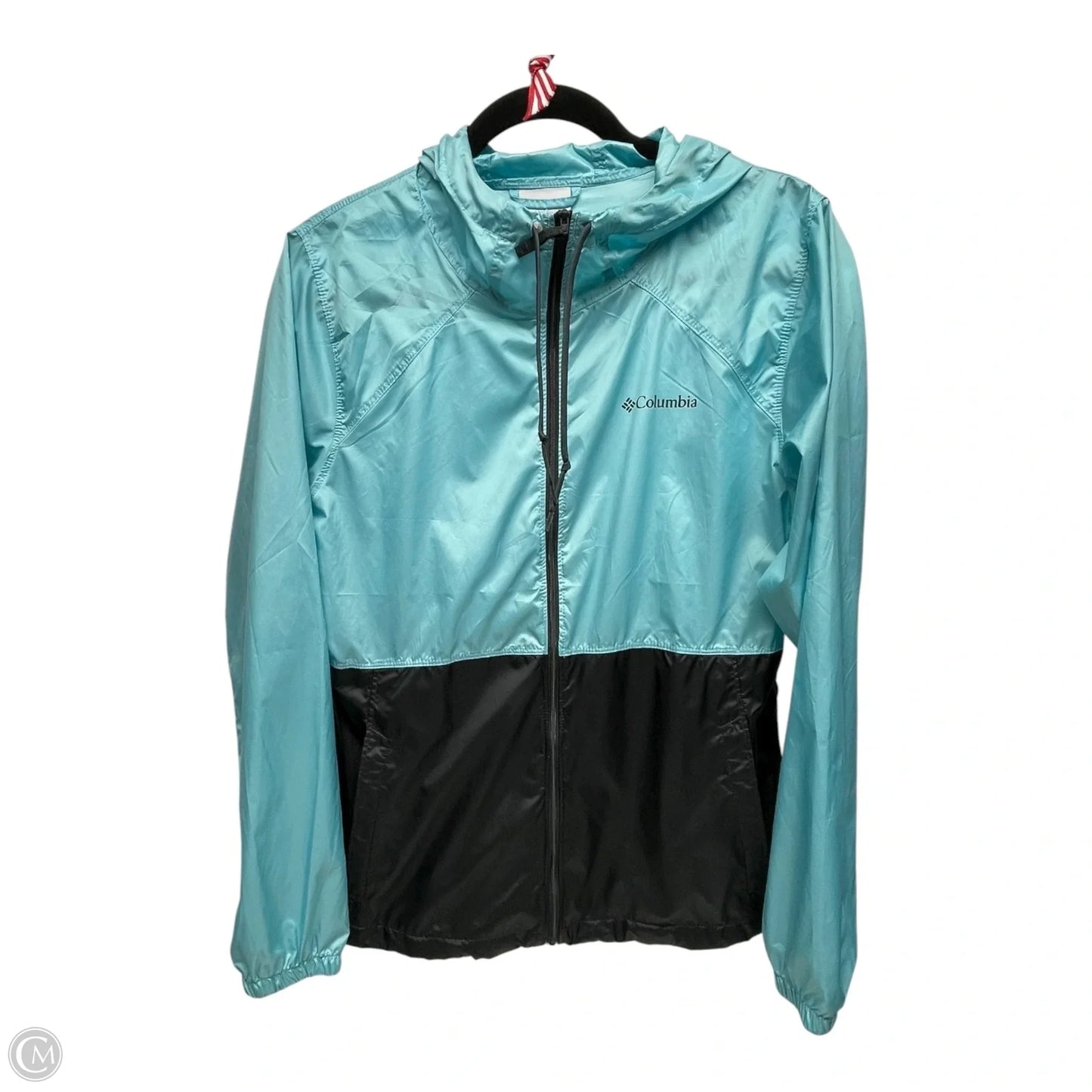 Jacket Windbreaker By Columbia In Black & Blue, Size: S