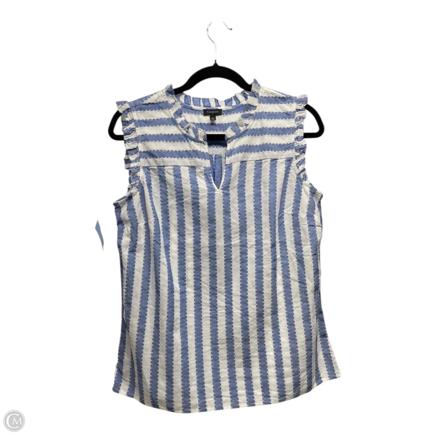 Top Sleeveless By Talbots In Blue & White, Size: S