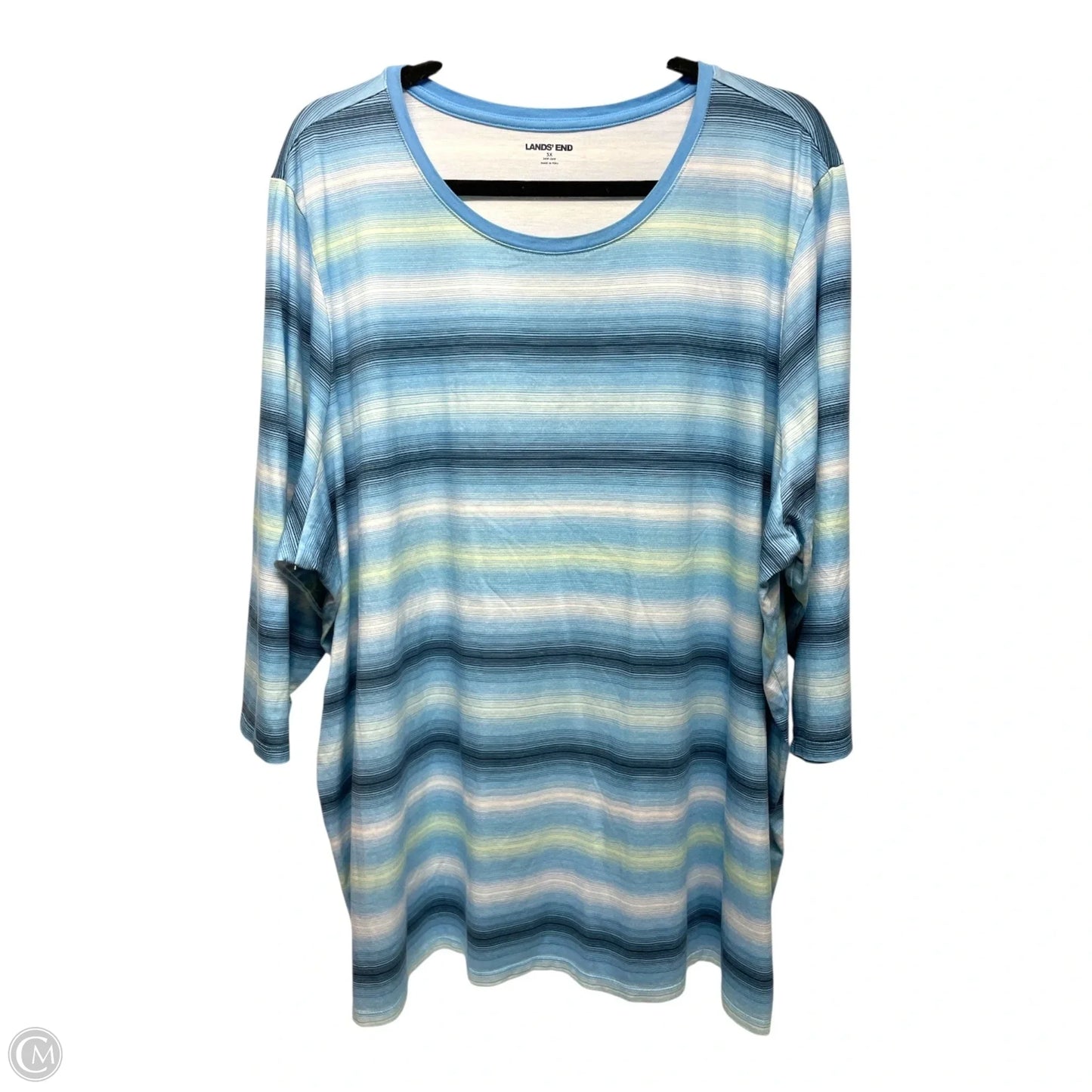Top 3/4 Sleeve Basic By Lands End In Striped Pattern, Size: 3x