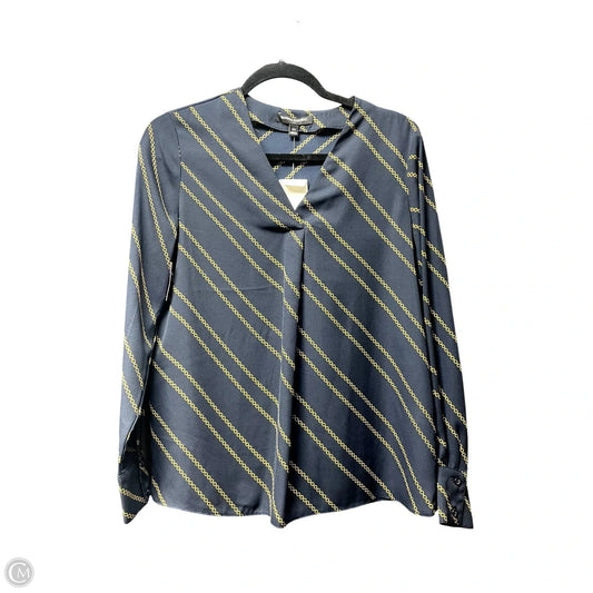 Blouse Long Sleeve By Banana Republic In Blue & Gold, Size: Xs