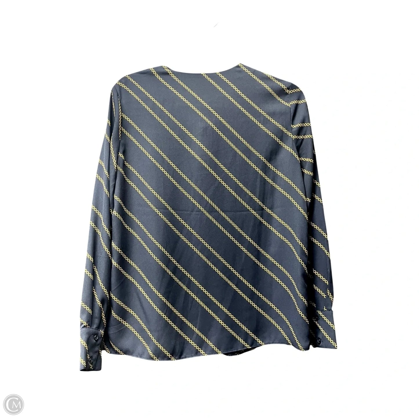 Blouse Long Sleeve By Banana Republic In Blue & Gold, Size: Xs