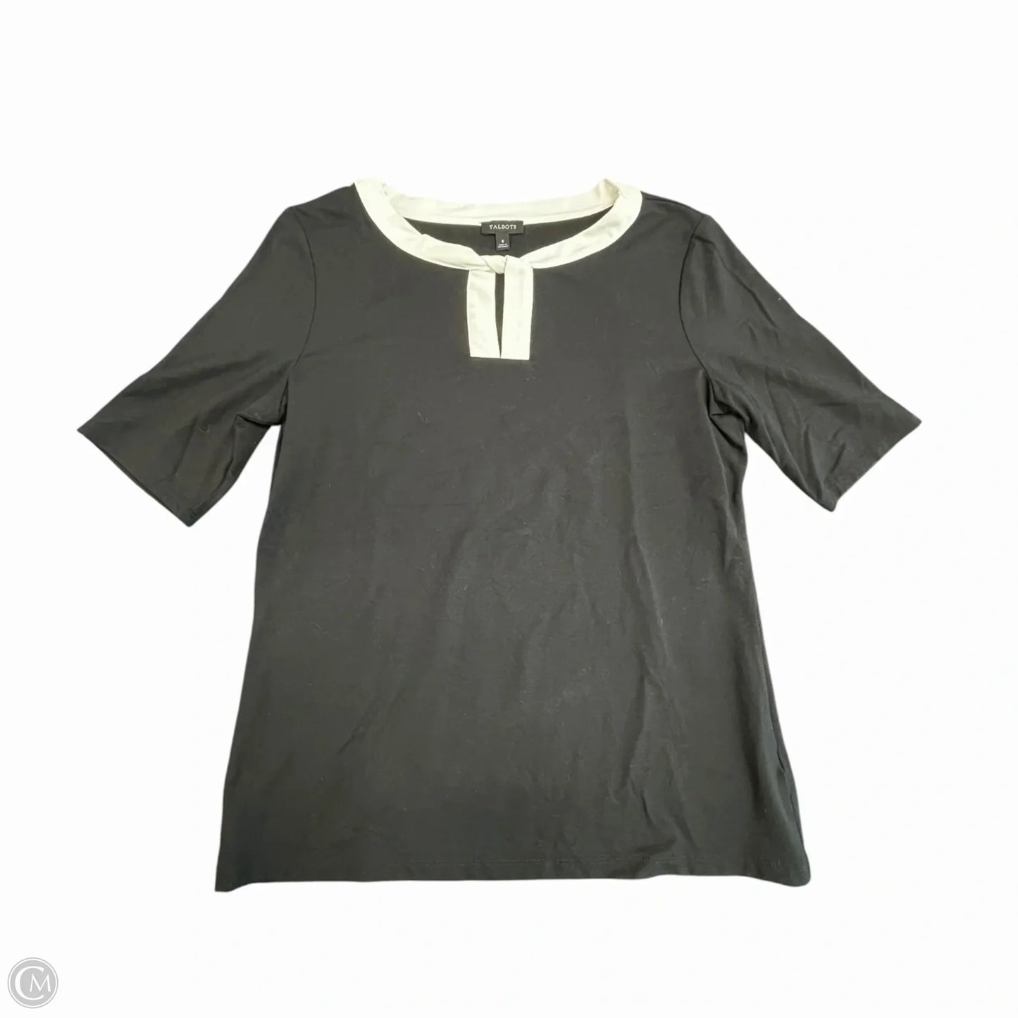 Top Short Sleeve By Talbots In Black & Cream, Size: S